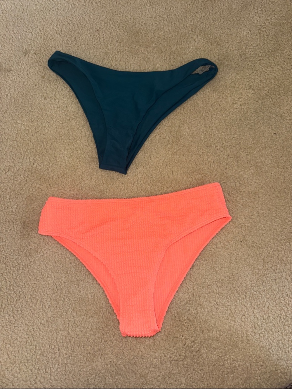SHEIN Teal and Coral Ribbed Bikini Bottoms